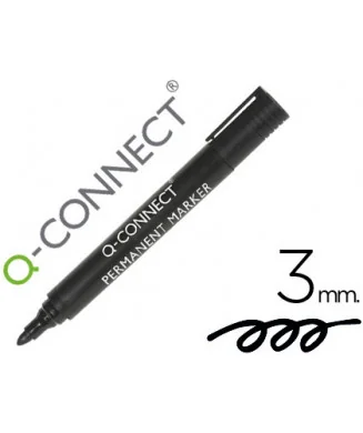 Marcador Q-Connect Permanente Ponta Redonda 3mm Preto