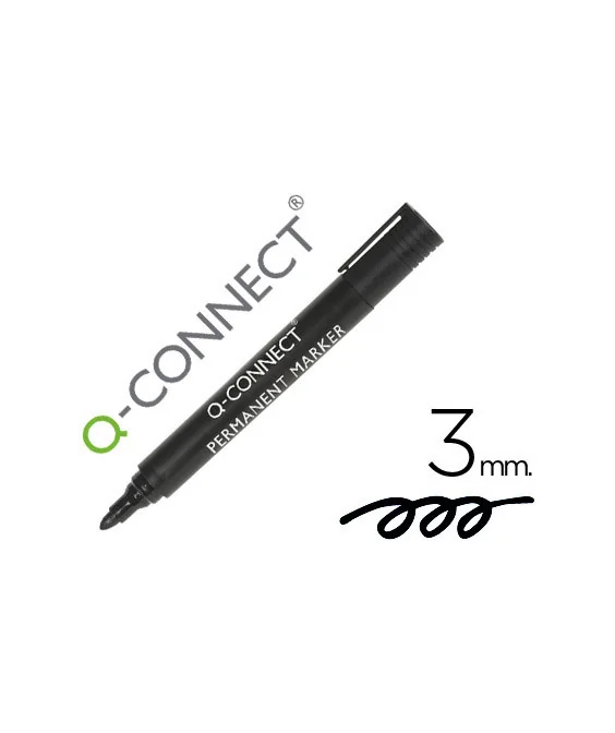 Marcador Q-Connect Permanente Ponta Redonda 3mm Preto