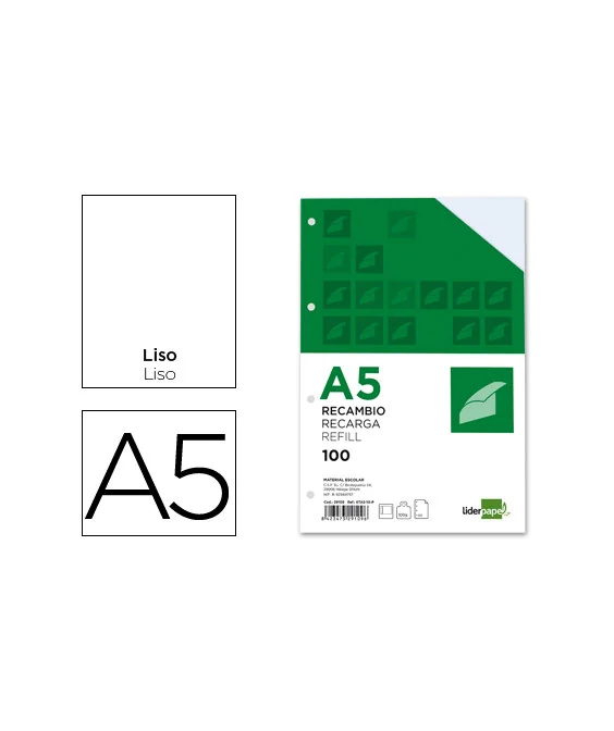 Recarga A5 Liderpapel 100fls 100g Lisa P/Dossier