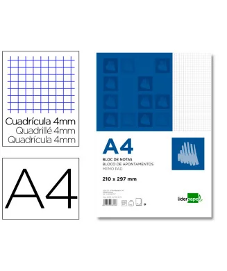 Bloco de Apontamentos Liderpapel A4 80fls Quadriculado