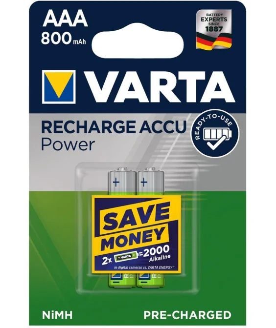 Blister 2 Pilhas Recarregáveis Varta 800mAh 56703 AAA