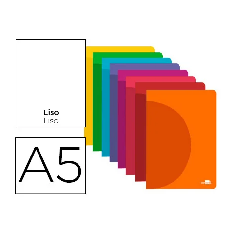 Caderno Agrafado Liderpapel 360º Capa Plástica A5 48fls 90g Liso Cores Sortidas