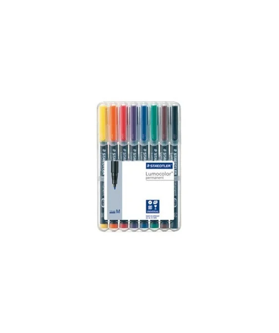 Estojo com 8 Marcadores Staedtler Lumocolor para Acetato Ponta Média 317-WP8