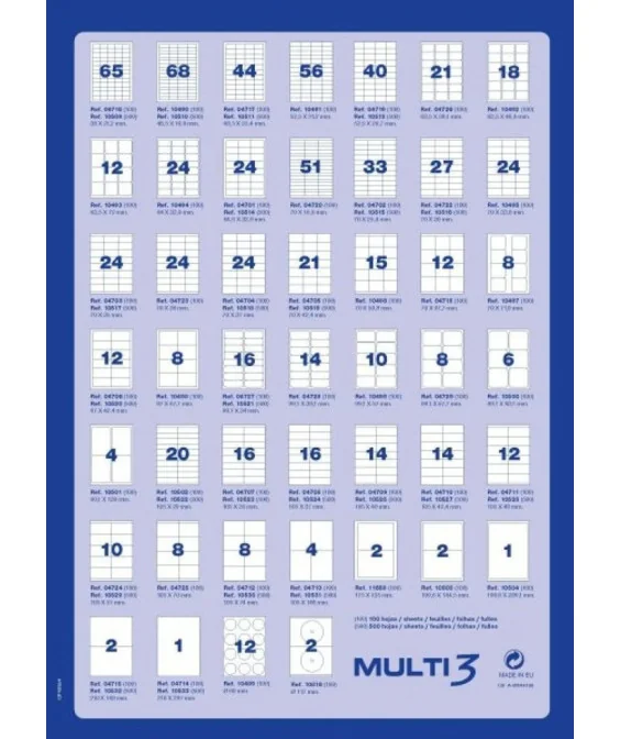 Etiquetas Adesivas Computador A4 Multi3 63.5 x 72mm 10493