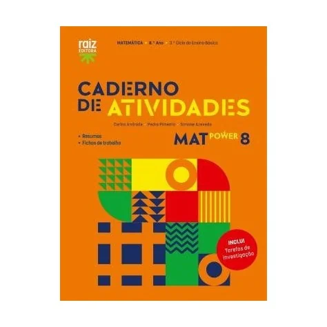 9789897445200 - MatPower 8 - Matemática - Caderno de Atividades / Tarefas de Investigação