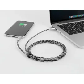 Cabo USB-A a USB-C Q-Connect Nylon 1M Branco