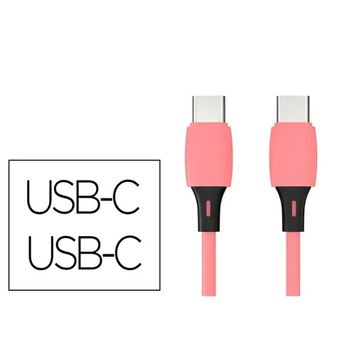 Cabo USB-C a USB-C Q-Connect PVC 1M Rosa