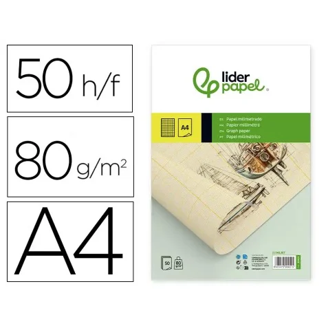 Bloco Papel Milimétrico Liderpapel A4 50fls 80gr Bloco Papel Milimétrico Liderpapel A4 50fls 80gr