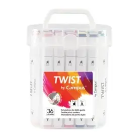 Marcadores Ponta Dupla Campus University Twist Double 36 Cores