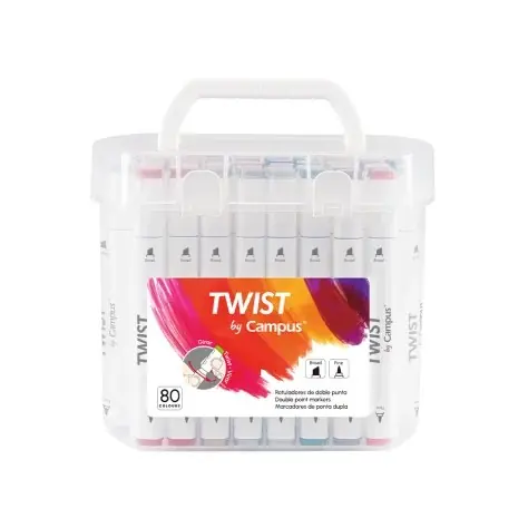 Marcadores Ponta Dupla Campus University Twist Double 80 Cores