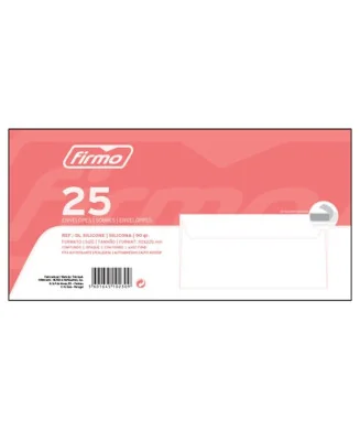 Maço com 25 Envelopes DL 110x220mm Silicone Branco