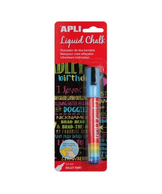 Marcador de Giz Liquido Apli Ponta Redonda 5.5mm 13955 Azul Marcador de Giz Liquido Apli Ponta Redonda 5.5mm 13955 Azul