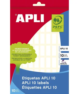 Pack 10Fls. Etiquetas Adesivas Brancas APLI 1633 8x20mm