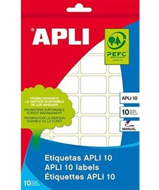 Pack 10Fls. Etiquetas Adesivas Brancas APLI 1649 32x41mm