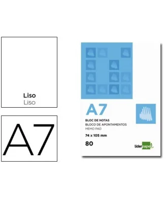 Bloco de Apontamentos Liderpapel A7 Liso