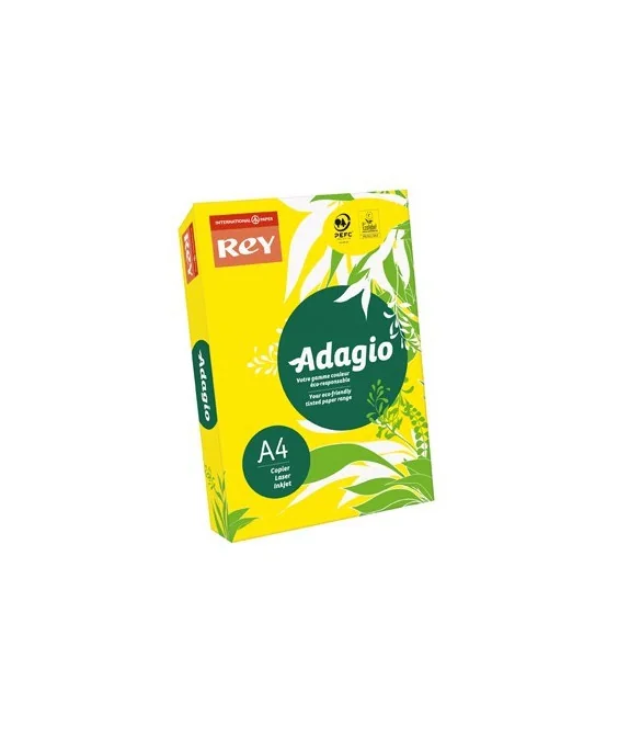 Resma 500 Folhas Papel Fotocópia Adagio A4 80g Fluor 15 Amarelo