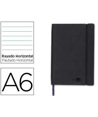 Caderno Apontamentos Liderpapel A6 Pautado Preto