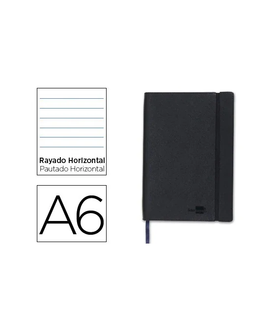 Caderno Apontamentos Liderpapel A6 Pautado Preto