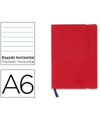 Caderno Apontamentos Liderpapel A6 Pautado Vermelho