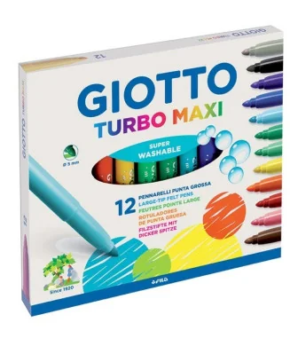 Marcadores Feltro Giotto TurboMaxi Cx. 12 Cores