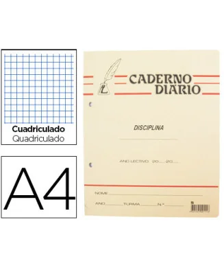 Caderno Liceal Agrafado Pena Diário Quadriculado