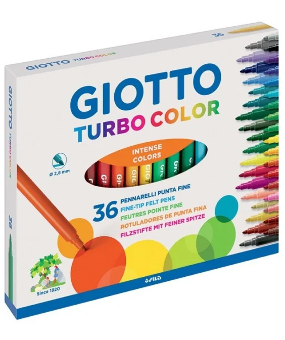 Caixa 36 Marcadores Feltro Giotto TurboColor 418000