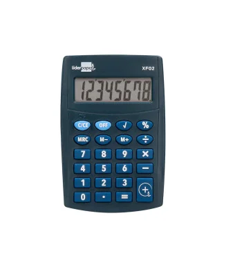 Calculadora de Bolso Liderpapel XF02 8 Dígitos Azul 99x64x9mm