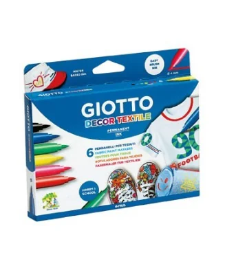 Caixa 6 Marcadores Feltro Giotto Decor Têxtil 494800