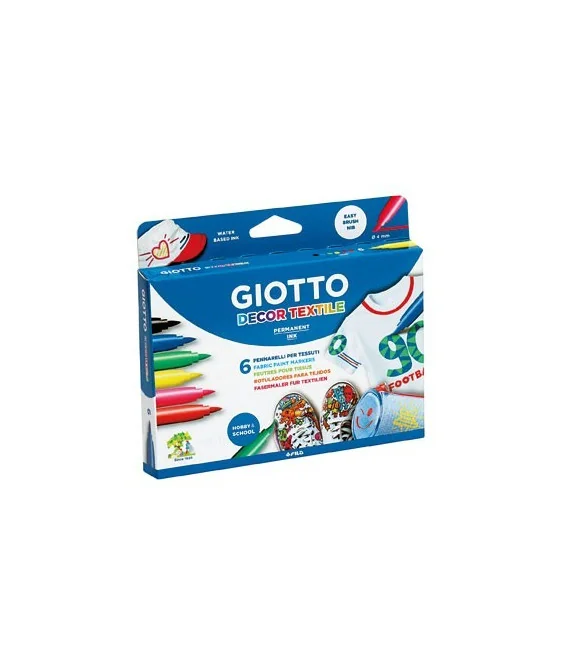 Caixa 6 Marcadores Feltro Giotto Decor Têxtil 494800